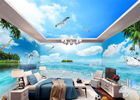 3d Ocean Tropical Island Entire Room Wallpaper Wall Murals Art Prints