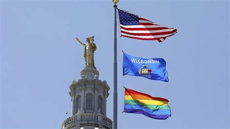 Flying Gay Pride Flag Over Wisconsin Capitol Youtube