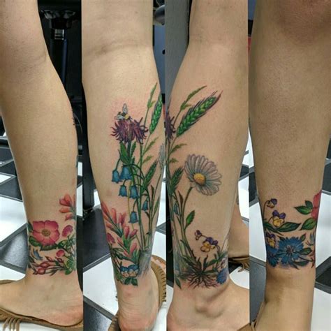Brittsink Wildflower Leg Calf Piece Cover Up Color Flower Tattoo
