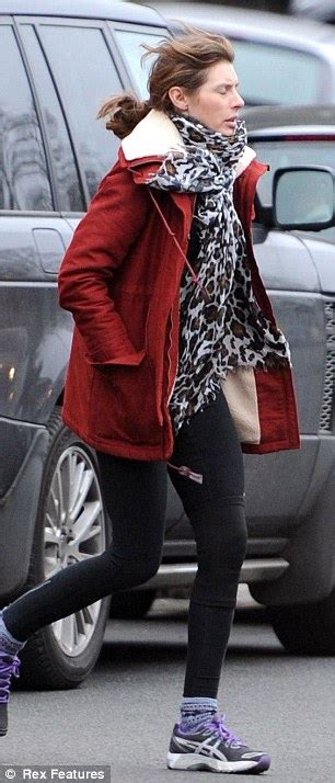 Jools Oliver Goes Make Up Free As She Dashes Through The Streets In Bright Red Coat And Leopard