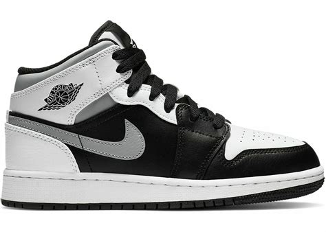 Nike Air Jordan 1 Mid Gs Shadow Smoke Grey White Black 554725 073 Size
