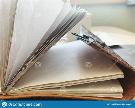 Open Vintage Notebook Side View Stock Photo Image Of View Background