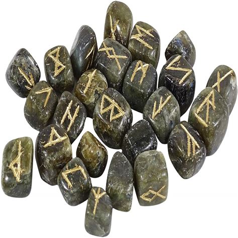 Harmonize Labradorite Stone Tumbled With Rune Alphabet Symbol Reiki