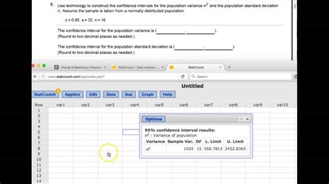 Guide to t distribution formula 2. StatCrunch: Find Confidence Interval for Population ...