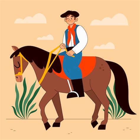Free Vector Illustration Of Gaucho Cowboy In Hand Drawn Style