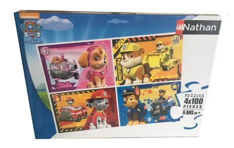 4 Puzzles Paw Patrol Nathan 86761 100 Pieces Jigsaw Puzzles Animals