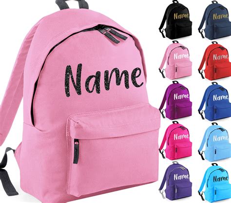 Personalised School Backpack Bag Kids Any Name Text Girls Boys Rucksack