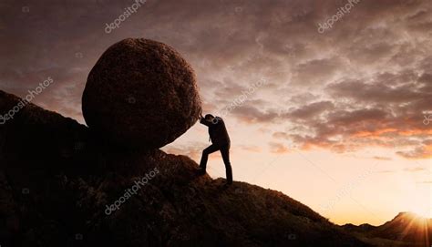 Businessman Pushing Large Stone Stock Photo By ©rangizzz 111796386