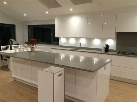 Ekbacken countertop, light gray concrete effect, laminate, 74x1 1/8. Finally. My very own kitchen that I love. White high gloss ...