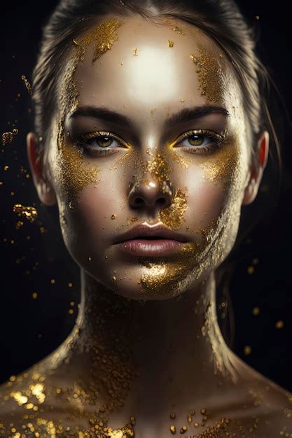 Premium Ai Image Editorial Photography Caucasian Young Attractive Woman Dripping In Gold And
