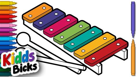 How To Draw A Xylophone And Color With Easy Step By Step Learn To