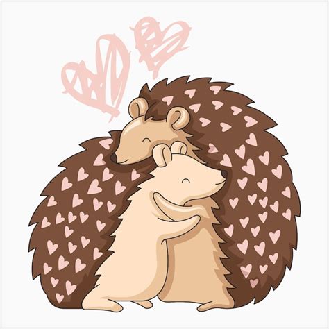 Premium Vector Two Cute Hedgehogs Hugging Vector Illustration