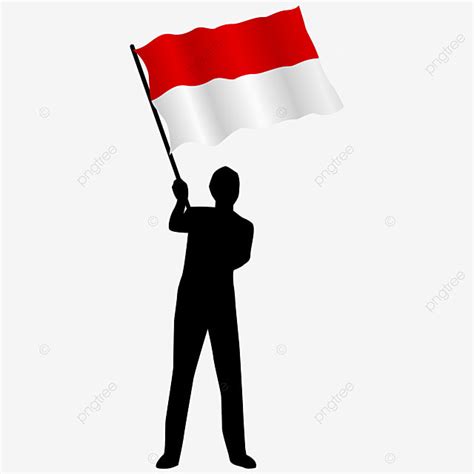 Silhueta De Pessoas Segurando A Bandeira Da Indonésia Png Bendera