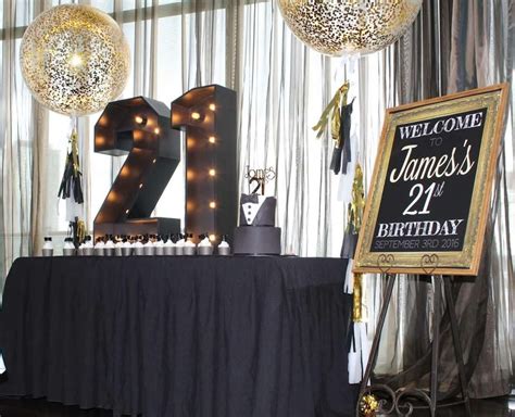 Fun And Elegant Styling For A 21st Birthday Themed In Black And Gold In