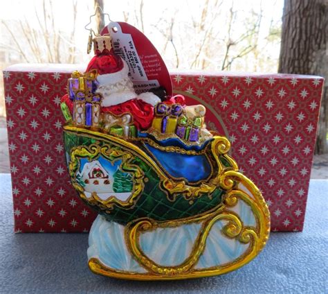 Christopher Radko Christmas Ornament Village Sleigh Ride With Ts