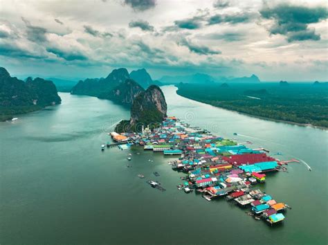 Aerial View Of Ko Panyi Also Known As Koh Panyee Is A Fishing Village In Phang Nga Province