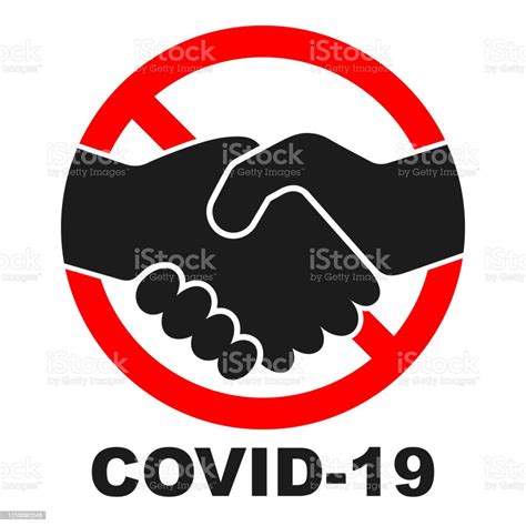 Stop Handshake Stop Coronavirus Vector Sign Stock Illustration