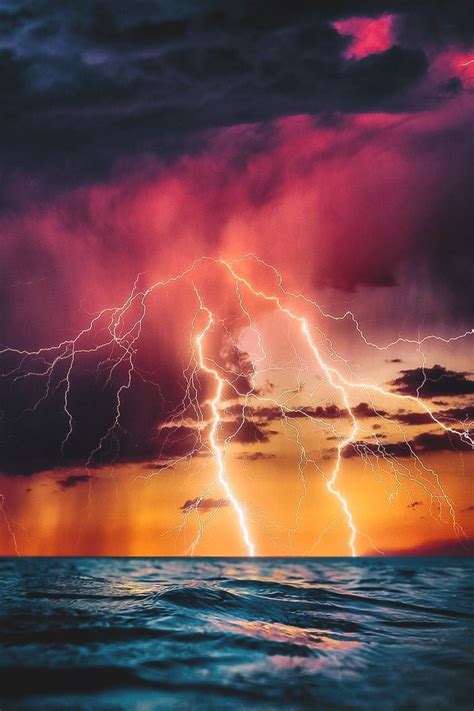 Lightning Over The Ocean Lightning Sky Nature Pictures Nature