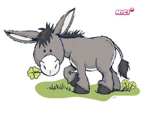 Wandtattoo Nici Donkey mit Klee | Nici tiere, Niedliche zeichnungen