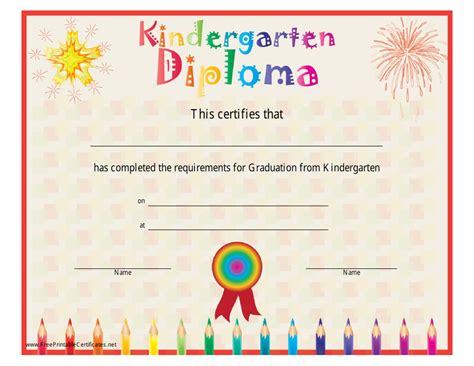 Downloadable Free Printable Kindergarten Certificate Template