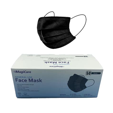 Cubrebocas Tricapa Negro Magicare Ttp Caja Con 50 Piezas Kit Protector
