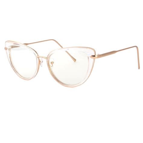 cat eye clear lens glasses metal gold 50s vintage women retro eyeglasses