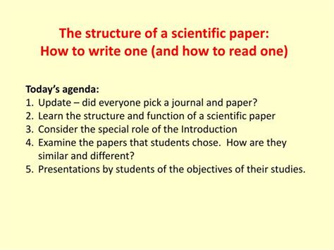 Ppt The Structure Of A Scientific Paper How To Write One And How To