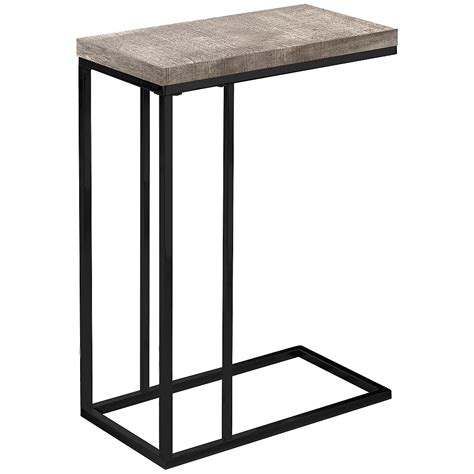 Monarch Specialties Accent Table Taupe Reclaimed Wood Look Black