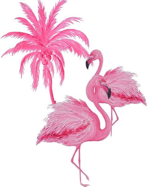 Coconut Palm Tree And Pink Flamingos Sticker By Matsonartdesign