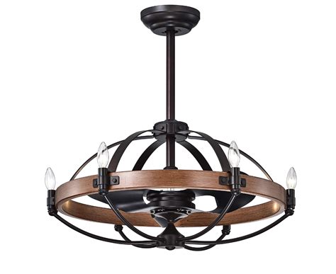 Farmhouse Rustic Reversible Ceiling Fan With Lights 3 Blade Wire Drum