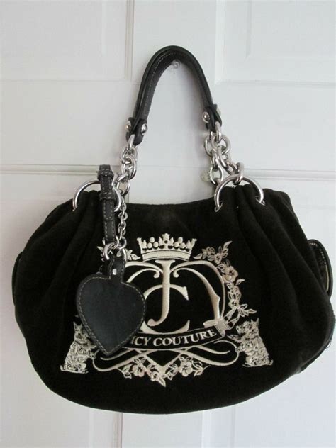 Juicy Couture Black Velvet Handbag Purse Medium Size Juicy Couture