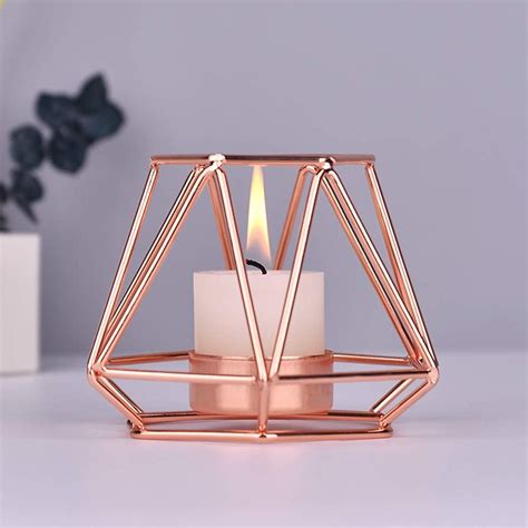 Cyleibe Tealight Holder Votive Candle Holders Metal Geometric Low Shape Decorative Candle