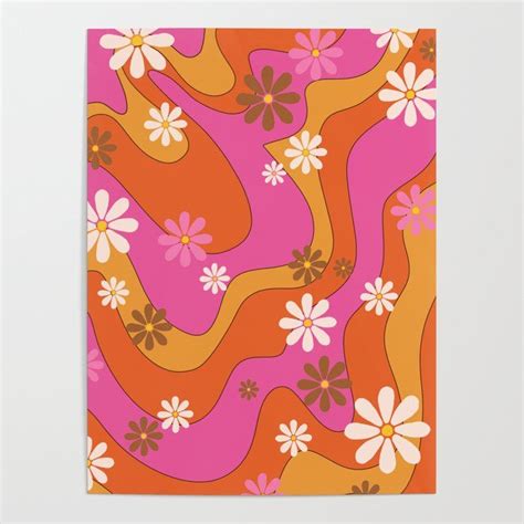 Buy Groovy 60's and 70's Flower Power Pattern Poster by lobbygirl