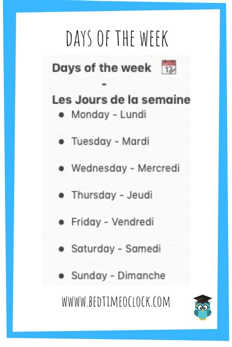 Days Of The Week In French Basic French Words French Flashcards