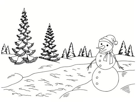 Coloriage paysage hiver  30 dessins à imprimer gratuitement
