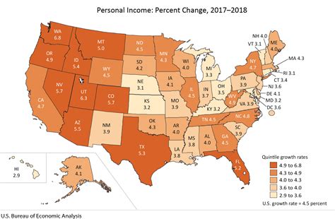 Personal Income Grows In All States In 2018 Us Bureau Of Economic