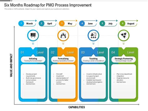 Six Months Roadmap For Pmo Process Improvement Presentation Graphics