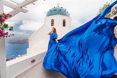 Amazing Flying Dress Photo Shoots In Santorini Greece 202425