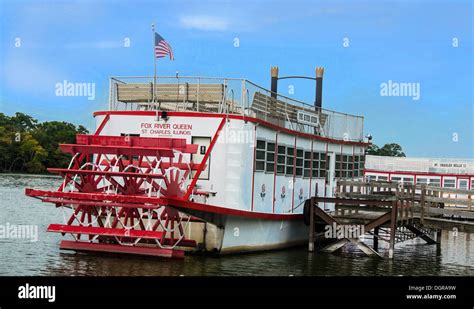 The Fox River Queen Paddlewheel On The Fox River In St Charles