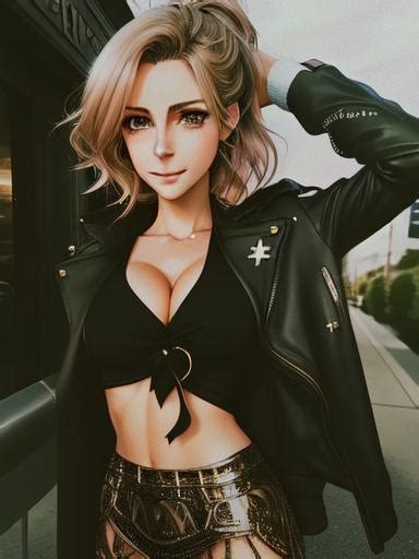 semi realistic anime girl skin highlights hair hig openart
