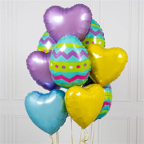 Easter Egg Inflated Hearts Balloon Bunch By Bubblegum Balloons