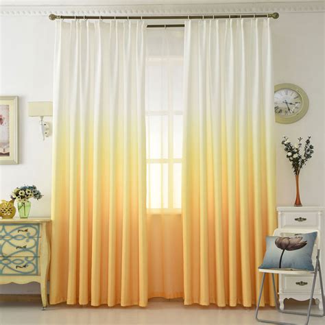 Gradient Yellow Curtains Modern Solid Tulle Curtains For Living Room