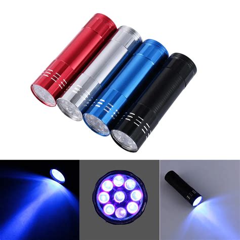 1pcs Portable Black 9 Led Flashlight Uv Ultra Violet Mini Blacklight