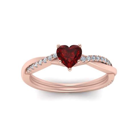 Heart Shaped Ruby Engagement Ring In 14k Rose Gold Fascinating Diamonds