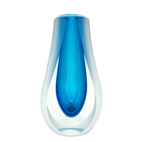 Vasen Kollektion Vase Diafon Hellblau Sommerso Original Murano Glas