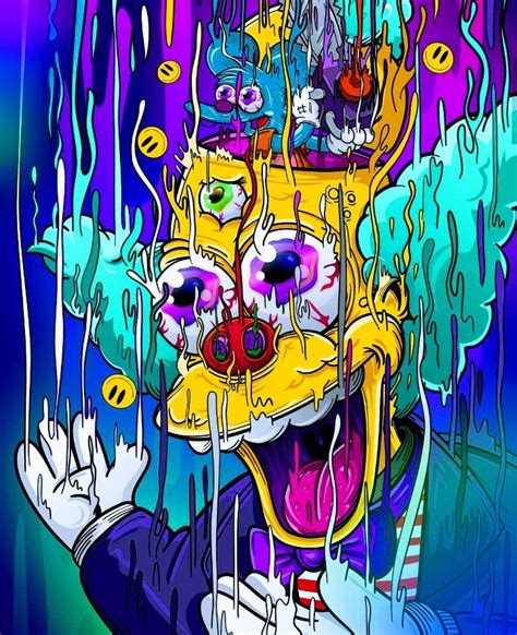 Melting Krusty The Clown The Simpsons Trippy Wallpaper Graffiti