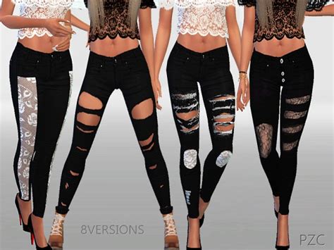 The Sims Resource Winter Black Ripped Jeans Collection By Pinkzombiecupcake Sims 4 Downloads