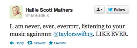 hailie scott mathers quote about twitter tweet taylor swift hate harry styles harry dislike cq