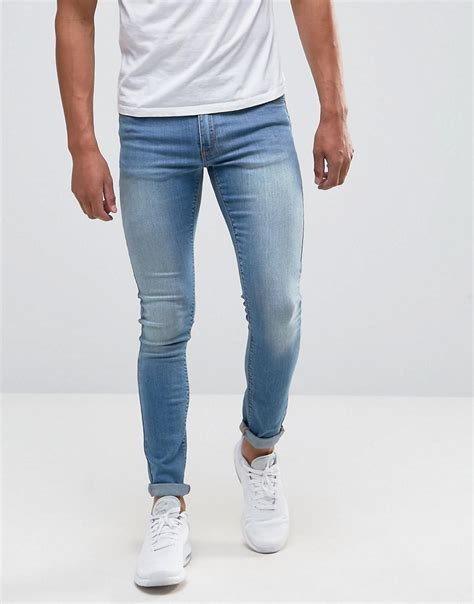 Lyst Asos Extreme Super Skinny Jeans In Light Wash In Blue For Men