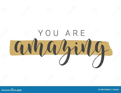 Handwritten Lettering Of You Are Amazing Vector Illustration Stock